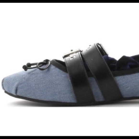 Blue Velour Punk Ballet Flats - Picture 3 of 5